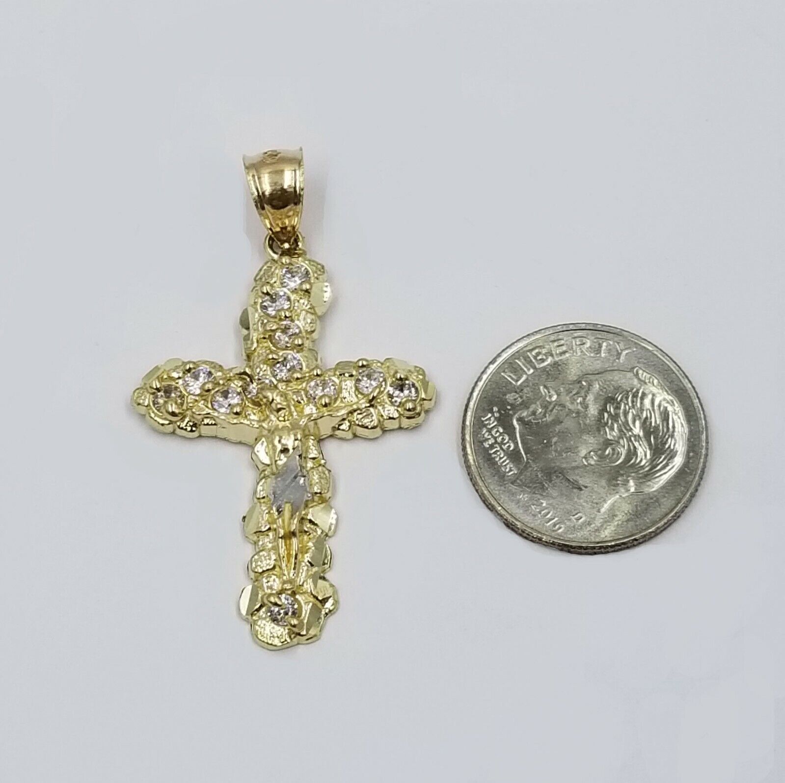 10k Yellow Gold Crucifix Cross Jesus Pendant Rope Chain 18" 20" 22" 24" 26" - GoldenlinQ